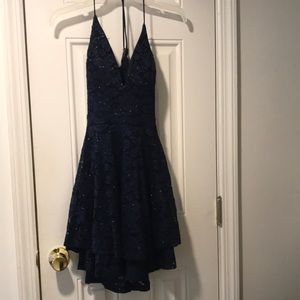 Navy blue lace short dress size:M
